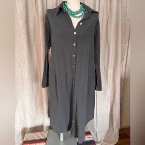 Oh My Gauze! Charcoal Button-Up Top